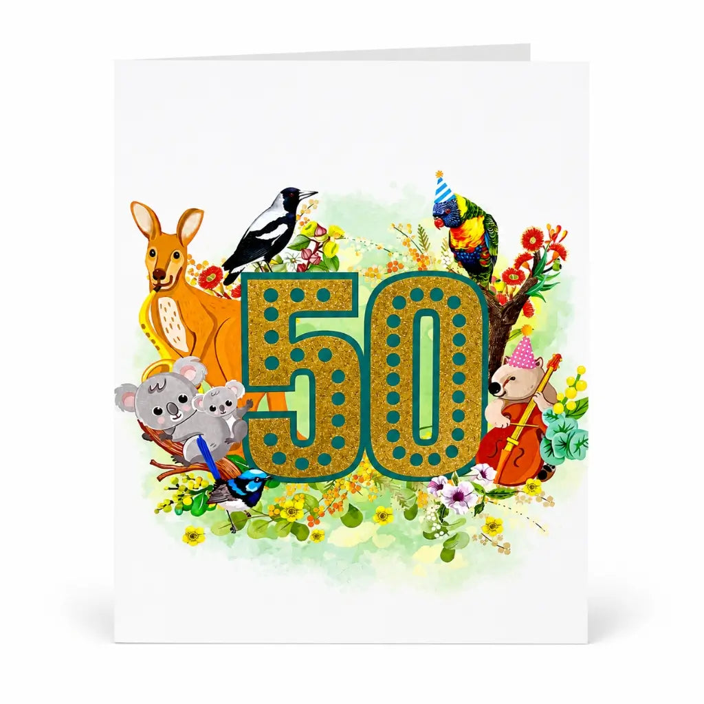Native flower and wildlife birthday card Australia cover