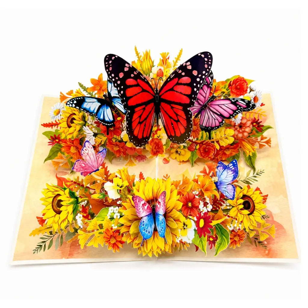 Sunflower butterfly 3D pop up greeting card