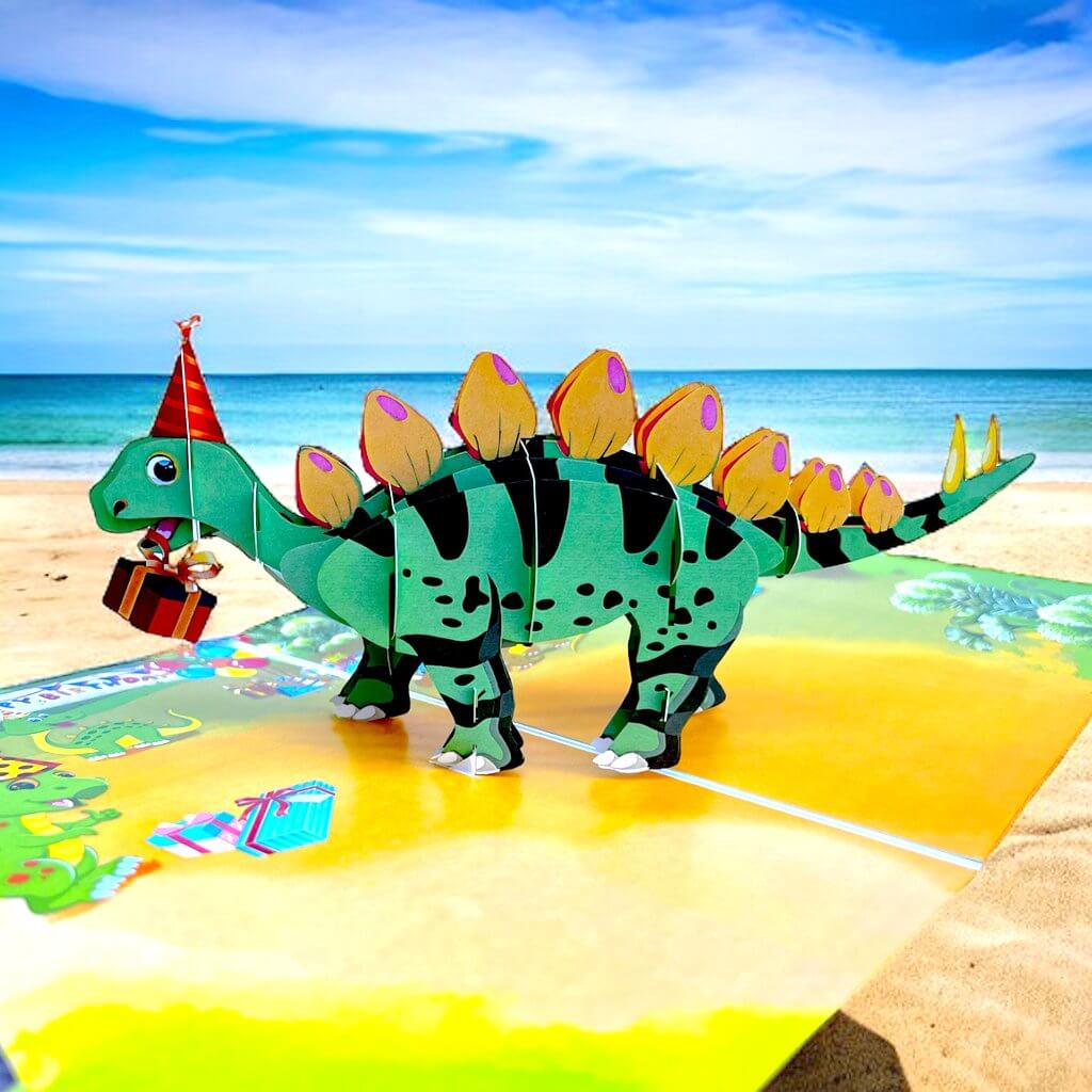 Happy Birthday Baby Stegosaurus Dinosaur Pop Up Card