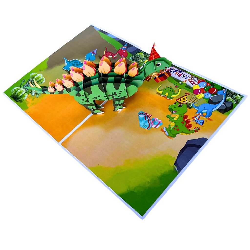 Happy Birthday Baby Stegosaurus Dinosaur Pop Up Card