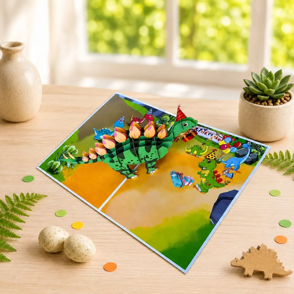 Happy Birthday Baby Stegosaurus Dinosaur Pop Card