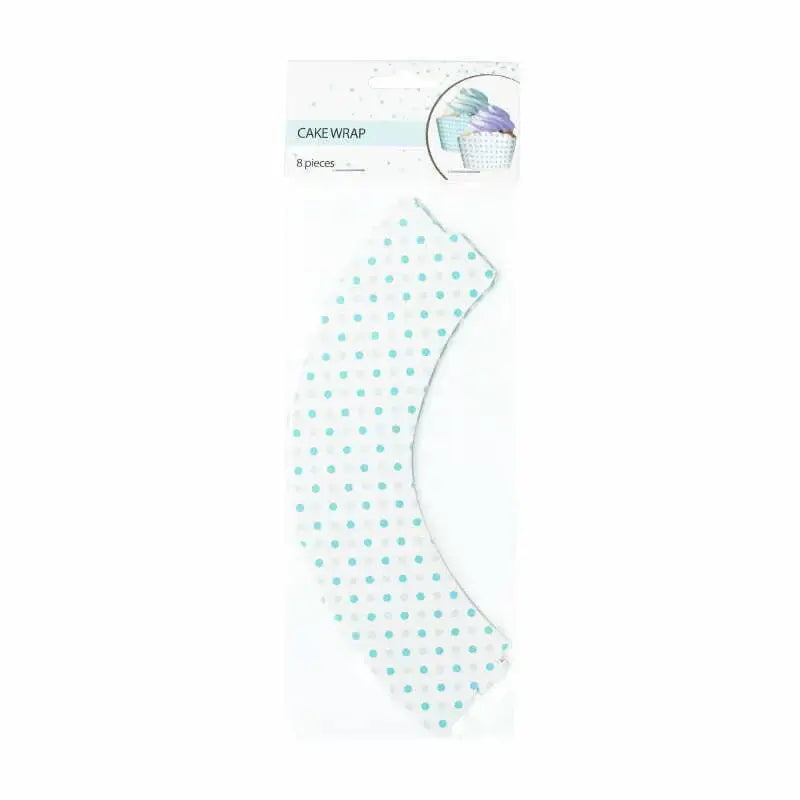Baby Blue Checked & Polka Dot Cupcake Wraps 8pk