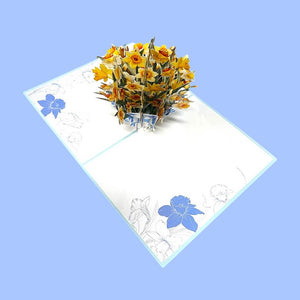 Handmade Yellow Daffodil Flower Bouquet 3D Floral Pop Up Greeting Card