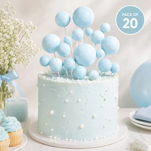 Baby blue deco foam ball cake topper set
