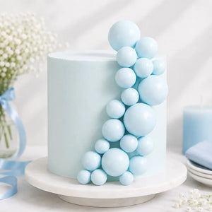Baby blue deco foam ball cake topper set
