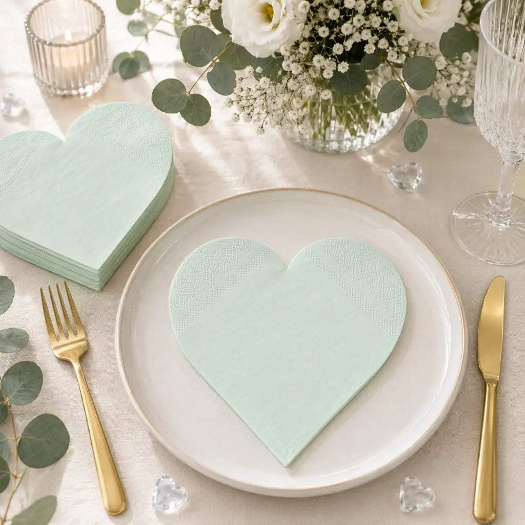 Pastel blue heLavender heart napkins for baby shower partyart paper napkins 16 pack