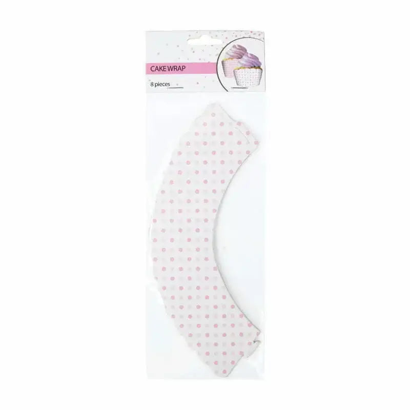 Baby Pink Checked & Polka Dot Cupcake Wraps 8pk