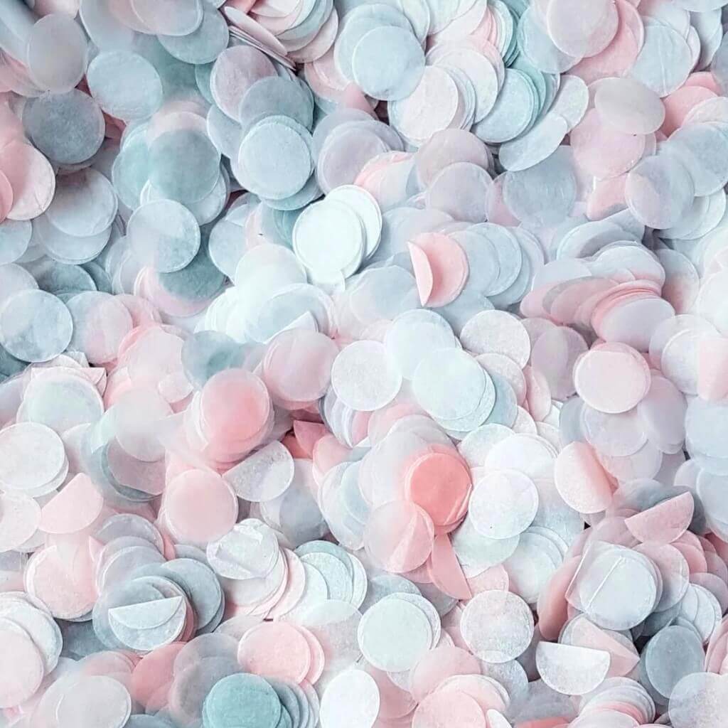 Baby Pink, Grey & White Round Paper Confetti 20g