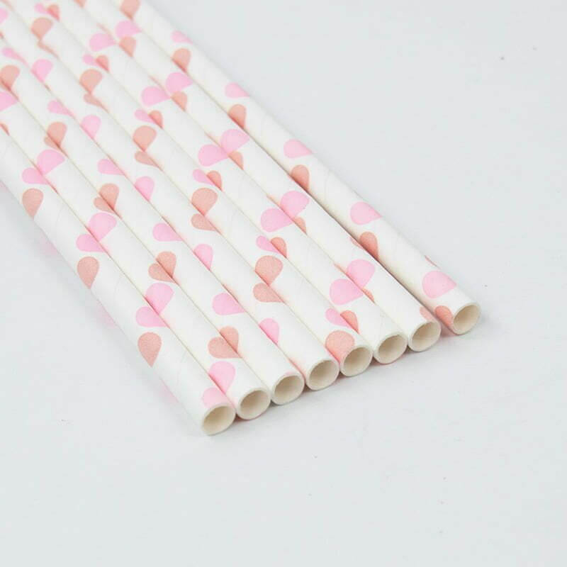 Baby Pink Polka Dot Paper Party Straws 8 Pack