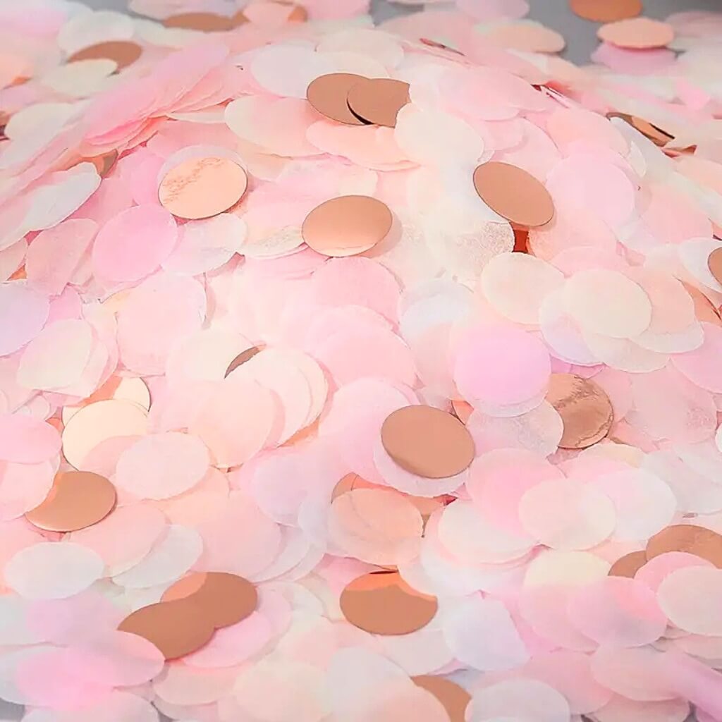 20g Round Circle Tissue Paper Party Confetti Table Scatters -baby pink, Ivory & Rose Gold