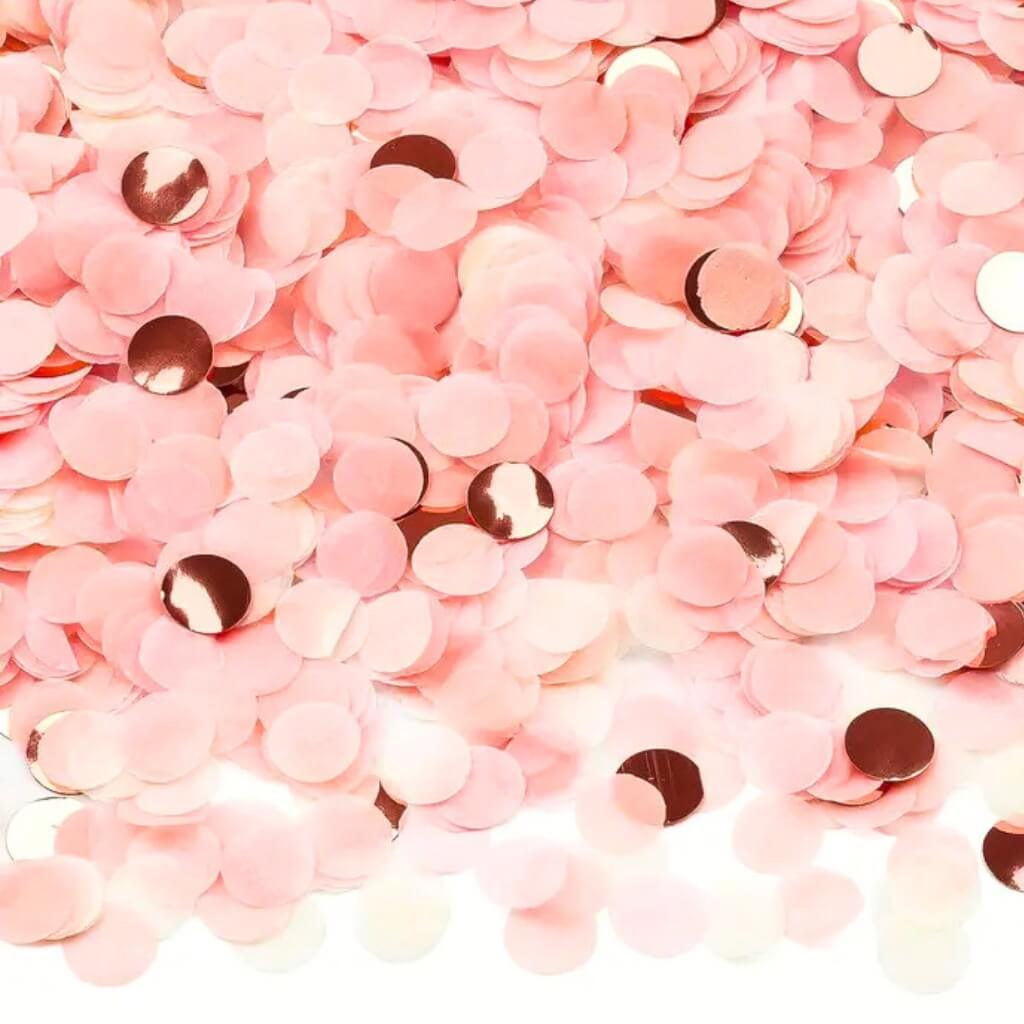 20g Round Circle Tissue Paper Party Confetti Table Scatters -baby pink, Ivory & Rose Gold