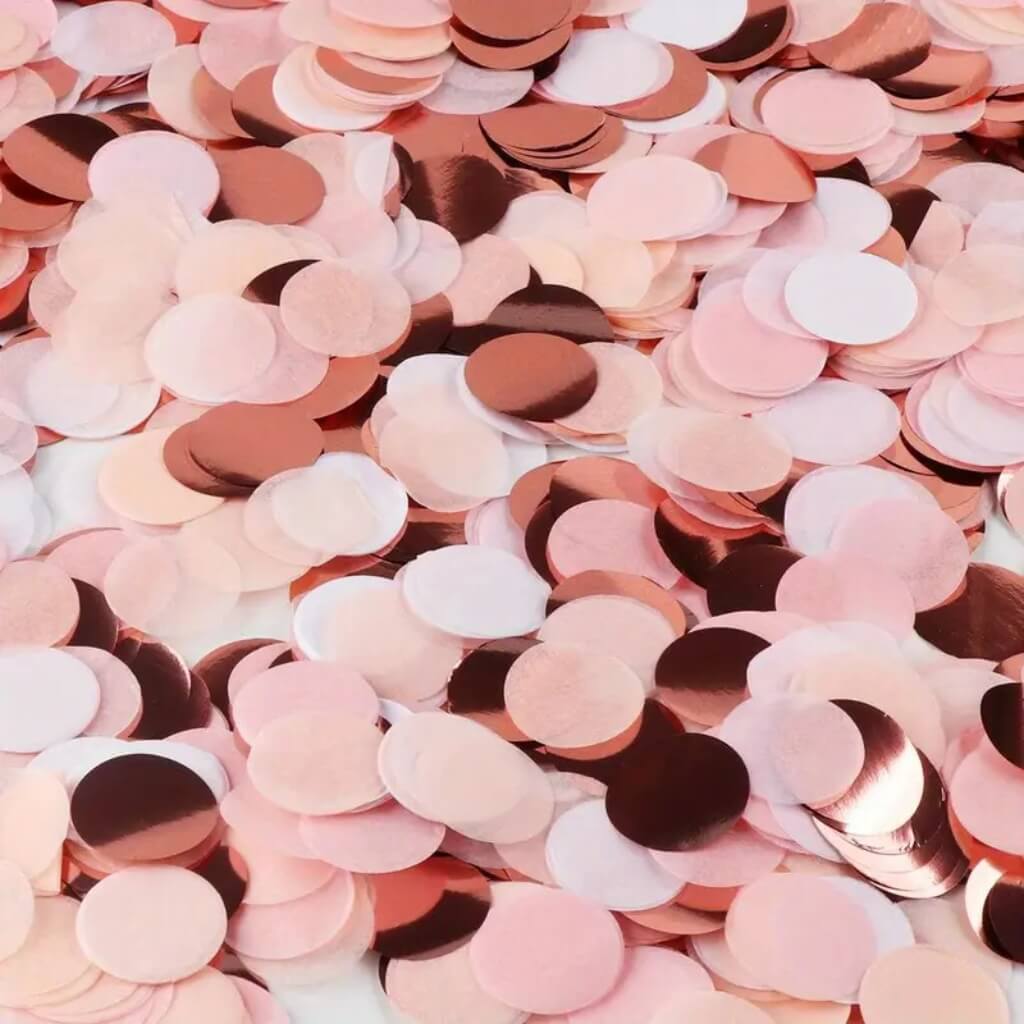 20g Round Circle Tissue Paper Party Confetti Table Scatters -baby pink, Ivory & Rose Gold