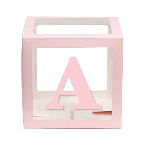 Baby Pink Balloon Cube Box with Letter A to Z