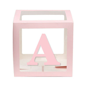 Baby Pink Balloon Cube Box with Letter a