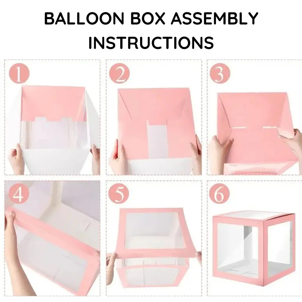 Baby Pink Balloon Cube Box with Letter A to Z
