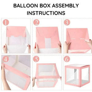 Baby Pink Balloon Cube Box with Letter A to Z