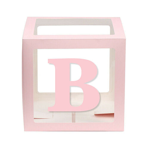 Baby Pink Balloon Cube Box with Letter b