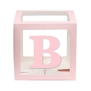 Baby Pink Balloon Cube Box with Letter b