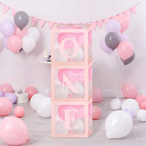 Baby Pink Balloon Cube Box with LetterBaby Pink Balloon Cube Box with Letter