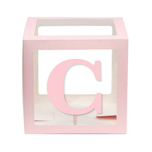 Baby Pink Balloon Cube Box with Letter c