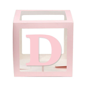 Baby Pink Balloon Cube Box with Letter d