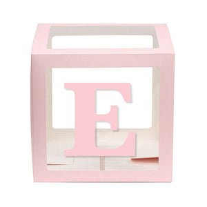Baby Pink Balloon Cube Box with Letter e