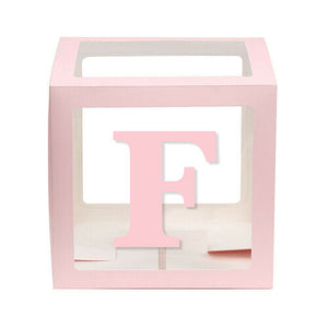Baby Pink Balloon Cube Box with Letter f
