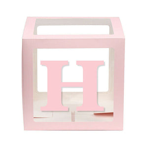 Baby Pink Balloon Cube Box with Letter h