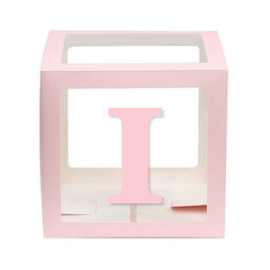 Baby Pink Balloon Cube Box with Letter i