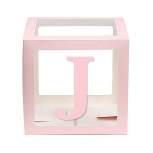 Baby Pink Balloon Cube Box with Letter j