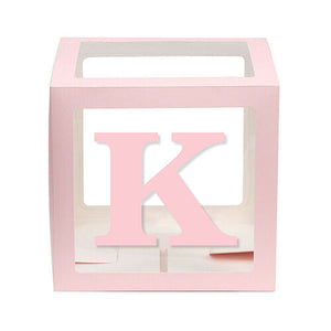 Baby Pink Balloon Cube Box with Letter k
