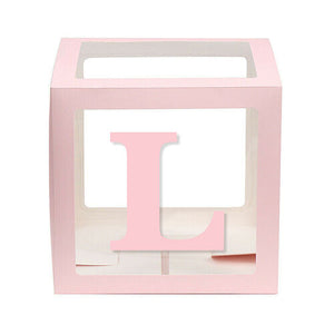 Baby Pink Balloon Cube Box with Letter l