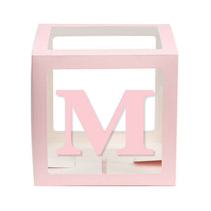 Baby Pink Balloon Cube Box with Letter m