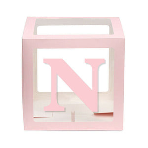 Baby Pink Balloon Cube Box with Letter n