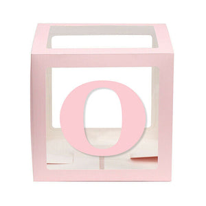 Baby Pink Balloon Cube Box with Letter o