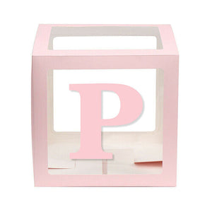Baby Pink Balloon Cube Box with Letter p