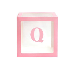 Baby Pink Balloon Cube Box with Letter q