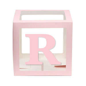 Baby Pink Balloon Cube Box with Letter r