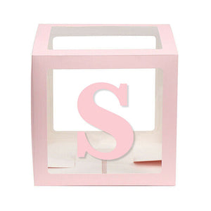 Baby Pink Balloon Cube Box with Letter s