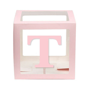 Baby Pink Balloon Cube Box with Letter t