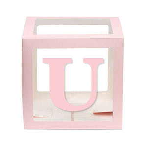 Baby Pink Balloon Cube Box with Letter u