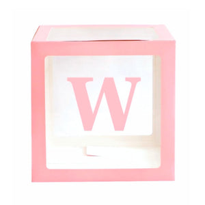 Baby Pink Balloon Cube Box with Letter w