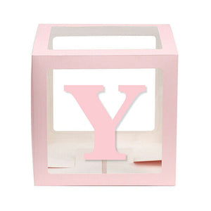 Baby Pink Balloon Cube Box with Letter y
