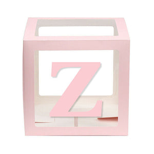 Baby Pink Balloon Cube Box with Letter z