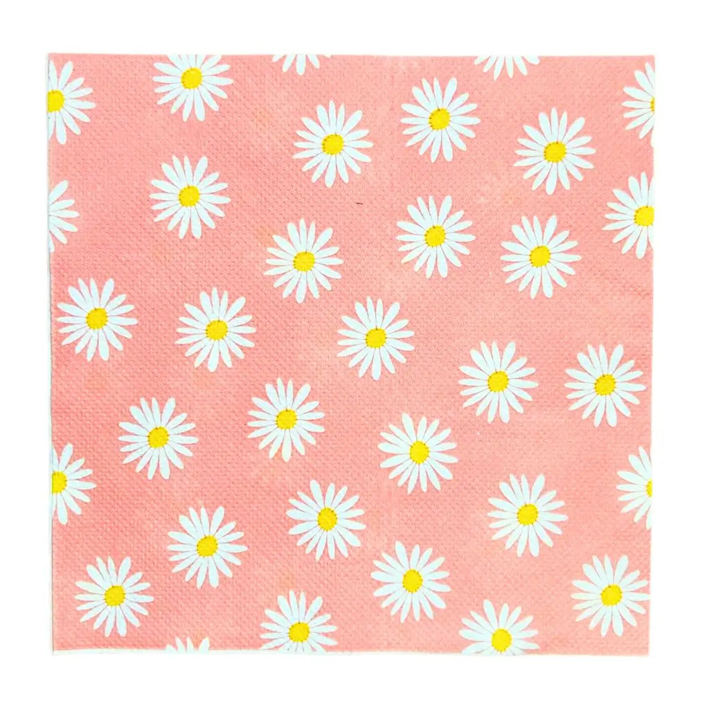 Baby Pink Daisy Flower Paper Lunch Napkins 10pk
