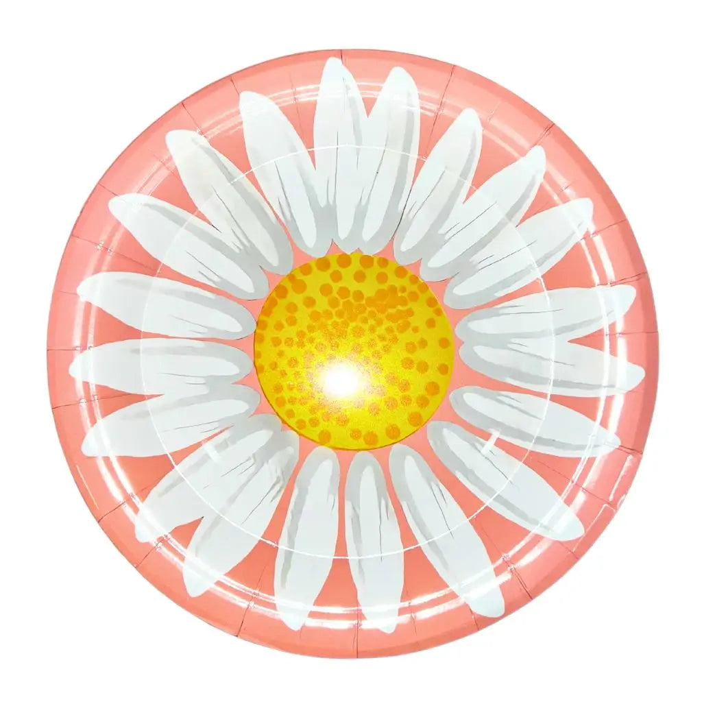 Baby Pink Daisy Flower Paper Plates 17cm 10pk