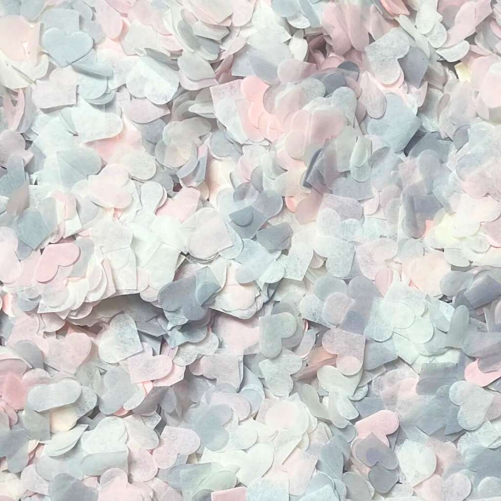 Pink & Grey Heart Paper Confetti Mix 20g wedding