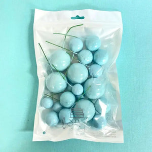 Baby blue deco foam ball cake topper set