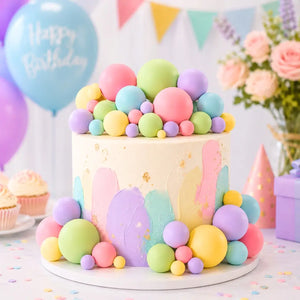 Pastel Rainbow Deco Foam Ball Toppers 32pk