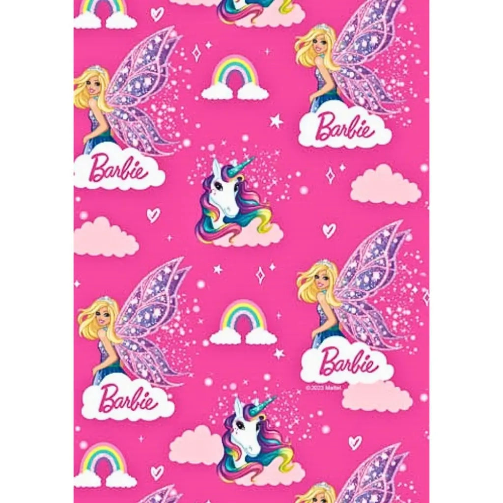 Barbie wrapping paper fairy unicorn design